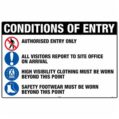 CONDITIONS OF ENTRY SIGN