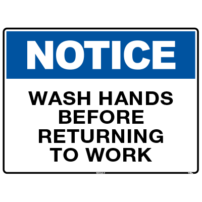 WASH YOUR HANDS BEFORE RETURNING TO WORK SIGN