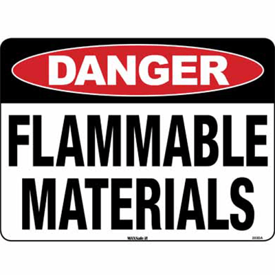 DANGER SIGN FLAMMABLE MATERIALS