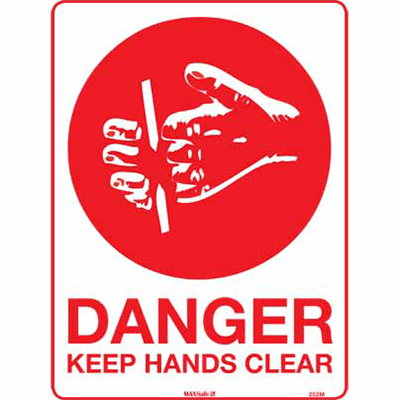 DANGER SIGN KEEP HANDS CLEAR