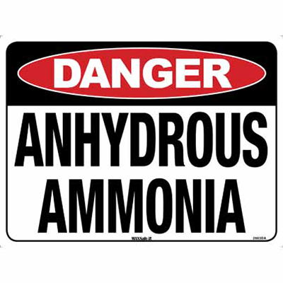 DANGER SIGN ANHYDROUS AMMONIA