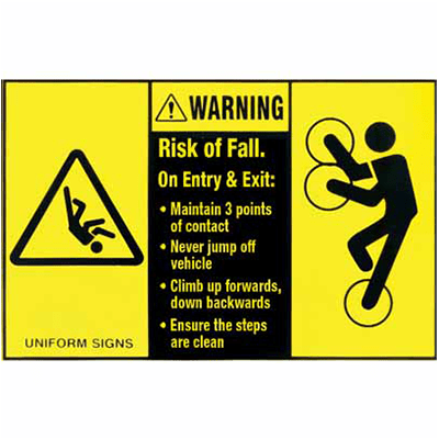 WARNING STICKER RISK OF FALLING