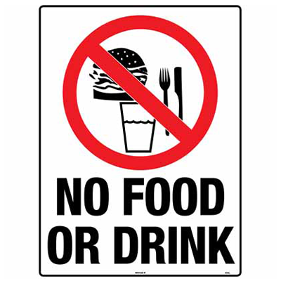 PROHIBITION SIGN NO FOOD OR DRINK