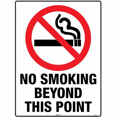 PROHIBITION STICKER NO SMOKING BEYOND THIS POINT
