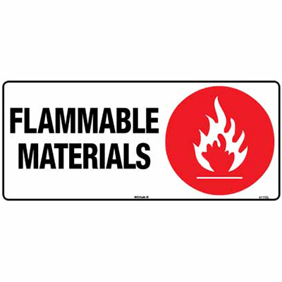 PROHIBITION SIGN FLAMMABLE MATERIALS