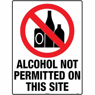 PROHIBITION SIGN ALCOHOL NOT PERMITTED