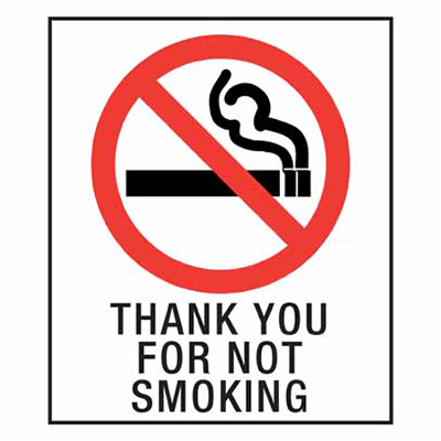 PROHIBITION STICKER THANK YOU FOR NOT SMOKING