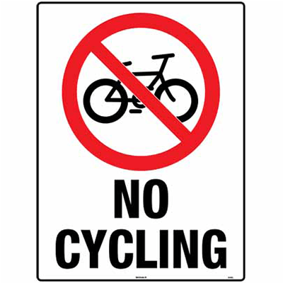 PROHIBITION SIGN NO CYCLING