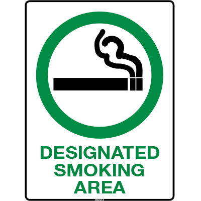 PROHIBITION STICKER DESIGNATED SMOKING AREA