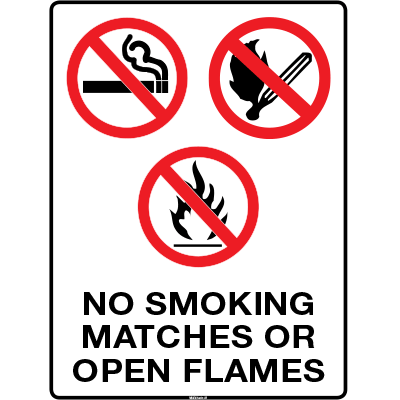 PROHIBITION STICKER NO SMOKING MATCHES OR FLAMES
