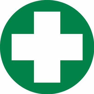 Sign, 50mm Disc, Self Adhesive Pkt 12 – First Aid