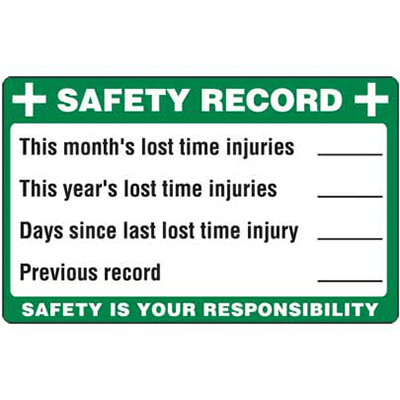 Sign, 900 x 600mm, Alucabond – Safety Record c/w Overlaminate