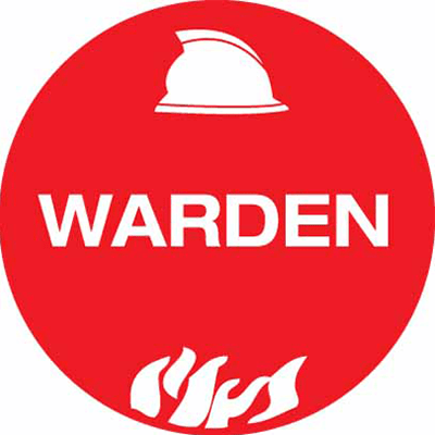 50mm Disc-Self Adhesive-Sheet of 12-Warden Pictogram