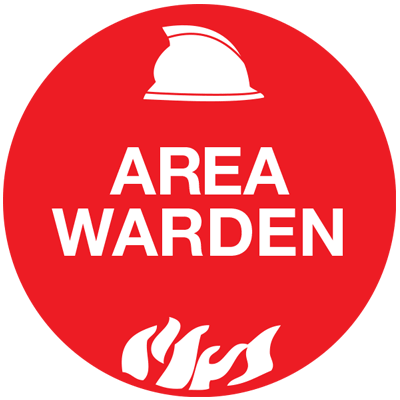 50mm Disc-Self Adhesive-Sheet of 12-Area Warden Pictogram