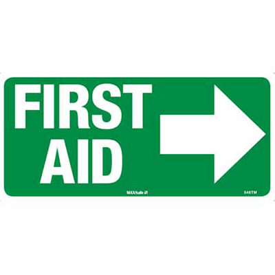 FIRST AID RIGHT ARROW SIGN