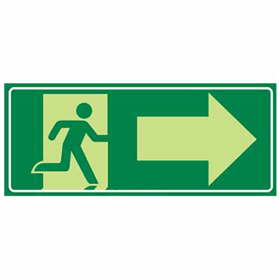 Sign, 350 x 145mm, S/A, Luminous – Running Man Picto with Arrow Right