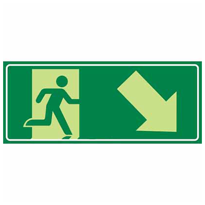 EXIT SIGN DOWN RIGHT ARROW