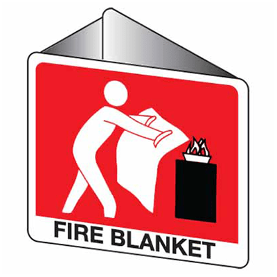 Sign, 225 x 225mm, Poly, Off Wall – Fire Blanket (with Pictogram)
