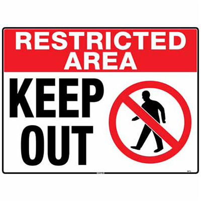 RESTRICTED AREA SIGN KEEP OUT
