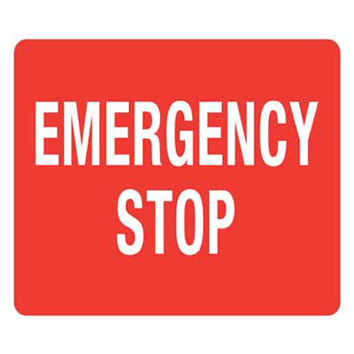 SAFETY STICKER EMERGENCY STOP