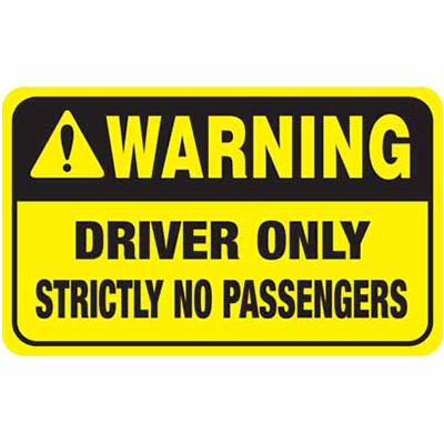 WARNING STICKER DRIVER ONLY