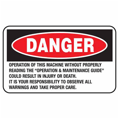 Sign, 90 x 55mm, S/A Pkt 10 – Danger Etc