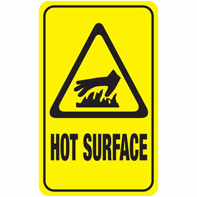 WARNING STICKER HOT SURFACE