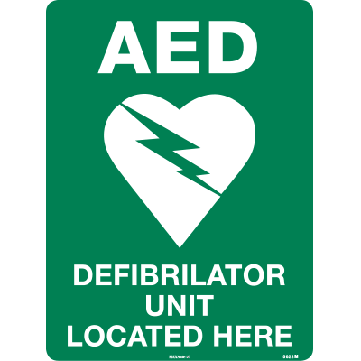 AED DEFIB UNIT LOCATED HERE
