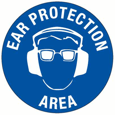 Floor Graphics, 400mm, Anti-Slip Adhesive – Ear Protection Area