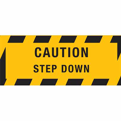 Floor Graphics, 450 x 180mm, Anti-slip Adhesive – Caution, Step Down