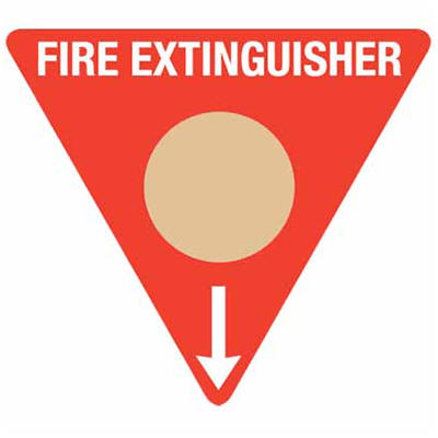 350mm Poly Triangle – Fire Extinguisher Marker – Wet Chemical (Gold)