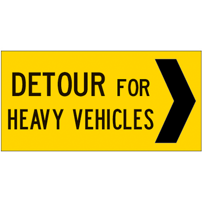 1200x600mm – Corflute – Cl.1 – Detour For Heavy Vehicles – Right Arrow
