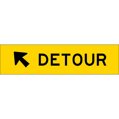 1200x300mm – Corflute – CI.1 – Detour (Veer Left Arrow)