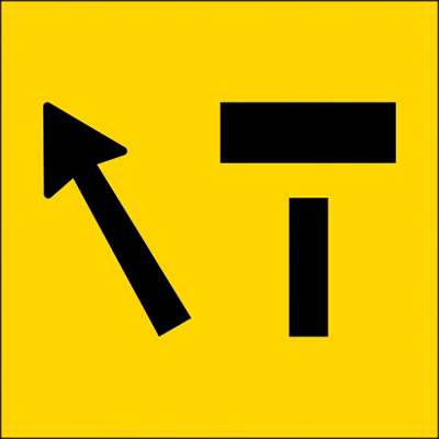 600x600mm – Corflute – Cl.1 – Lane Status – Veer Left Arrow Lane Closed Symbol