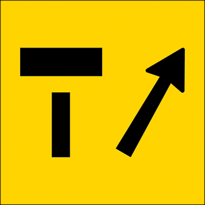 600x600mm – Corflute – Cl.1 – Lane Status – Veer Right Arrow Lane Closed Symbol