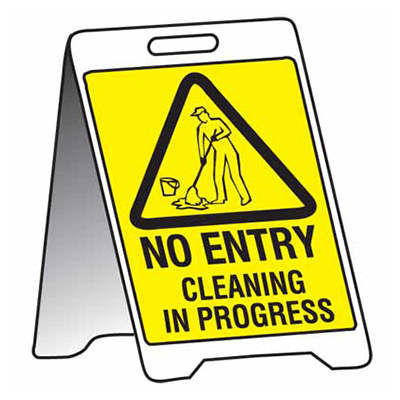 Sign Stand, 500x300mm, Corflute- No Entry Cleaning In Progress