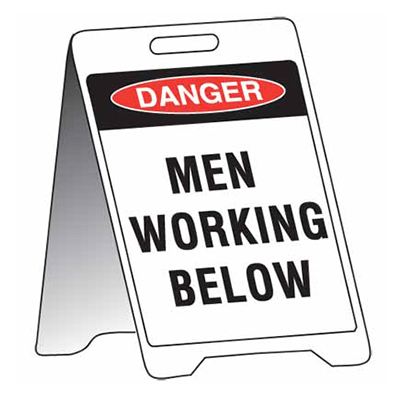 Sign Stand, 500x300mm, Corflute – Danger, Men Working Below