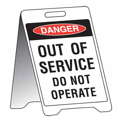 Sign Stand, 500x300mm, Corflute – Danger, Out Of Service, Do Not Operate