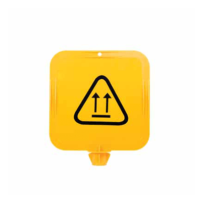Yellow Lock – In Sign Frame – Workers Above Pictogram