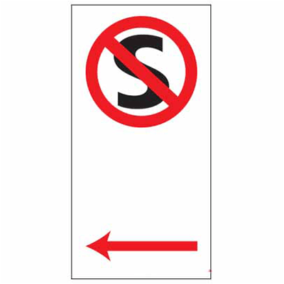 Sign, 225 x 450mm, Metal – No Standing With Left Arrow c/w Overlaminate
