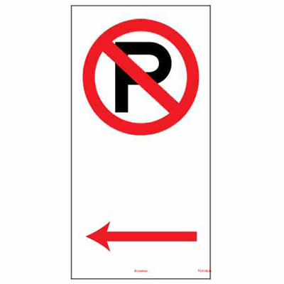 Sign, 225 x 450mm, Metal – No Parking – Left Arrow c/w Overlaminate