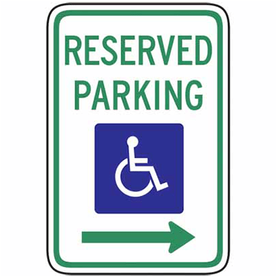 TRAFFIC SIGN RESERVED PARKING DISABLED RIGHT