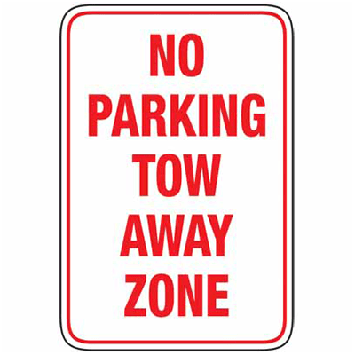 Sign, 450 x 300mm, Metal – No Parking Tow Away Zone c/w Overlaminate