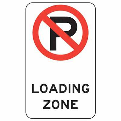 Sign, 450 x 300mm, Metal – No Parking Loading Zone c/w Overlaminate