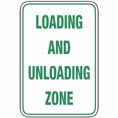 Sign, 450 x 300mm, Metal – Loading And Unloading Zone c/w Overlaminate