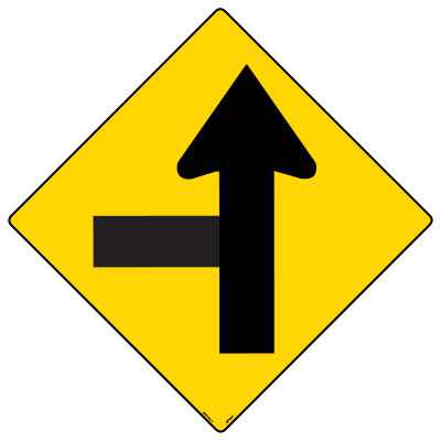 Sign, 600 x 600mm, Aluminium Class 1 Reflective – Side Road Junction – Left