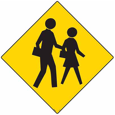 Sign, 600 x 600mm, Aluminium Class 1 Yellow Reflective – Pedestrian Symbol