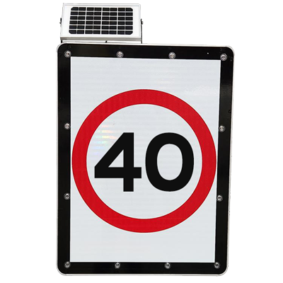 800 x 600mm Speed (40) Solar Traffic Sign – Aluminium & 3M Reflective – C/W Strut