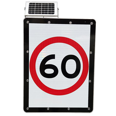 800 x 600mm Speed (60) Solar Traffic Sign – Aluminium & 3M Reflective – C/W Strut