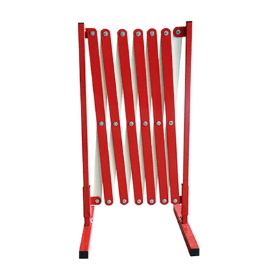 3.2m Metal Expanding Barrier – Red/White – 3.2m L x 900mm H – C/w Castors